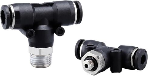 Black PB Pneumatic Quick Coupling Hose Fitting Tee Male Thread 1/8 3/8 1/2 1/4" PU Air Hose 4 6 8 10 12mm(PB6-M5) in Saudi Arabia