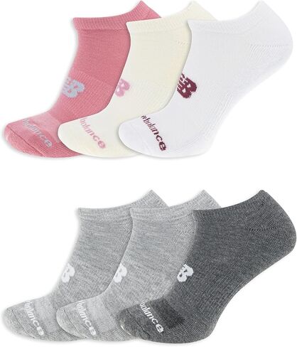 New Balance Performance Cushioned No Show Socks-6 & 12 Moisture Wicking ، Gray Grongort (6 أزواج) ، متوسطة in Kuwait