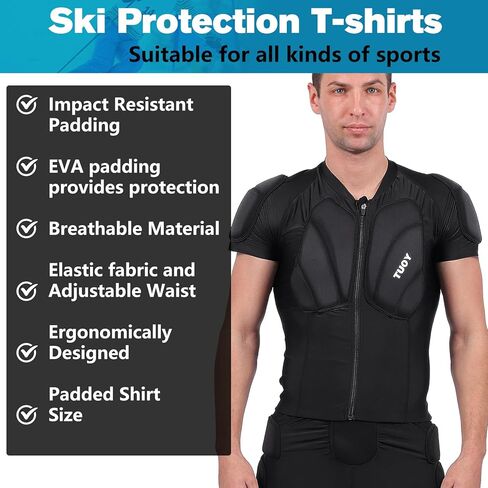 Eicolorte Padded Muscle Shirt Football Gear for Men Baseball Protective Shirts Chest Rib Protector Padded Compression Shirt in Saudi Arabia