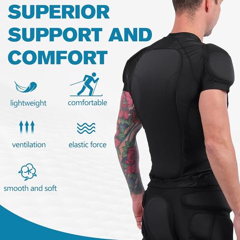 Eicolorte Padded Muscle Shirt Football Gear for Men Baseball Protective Shirts Chest Rib Protector Padded Compression Shirt in Saudi Arabia