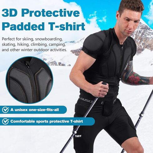 Eicolorte Padded Muscle Shirt Football Gear for Men Baseball Protective Shirts Chest Rib Protector Padded Compression Shirt in Saudi Arabia