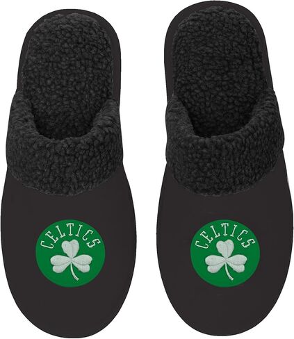 FOCO - Mens NBA Big Logo Team Color Suede Sherpa Scuff Slippers in Saudi Arabia