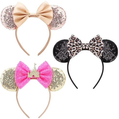 Dreshow Mouse Ears Bow Bow Headbands Minnie Ears Belder Glitter Party Decoration Cosplay Cosplay for Girls & Women in Kuwait