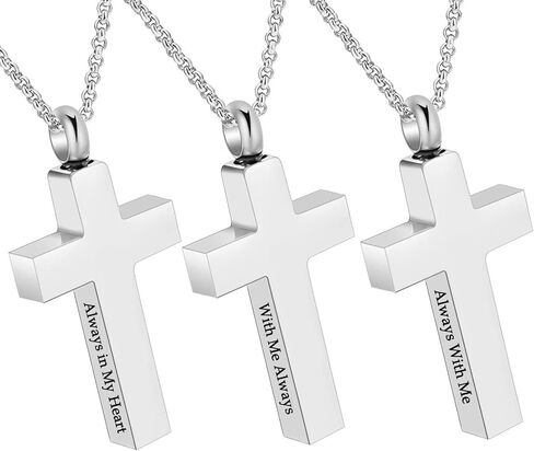 3 Pack Cremation Cross Urn Necklaces for Ashes for Men Cross Urns Pendant Ashes Holder Memorial Jewelry Ashes Keepsake for Human in Kuwait