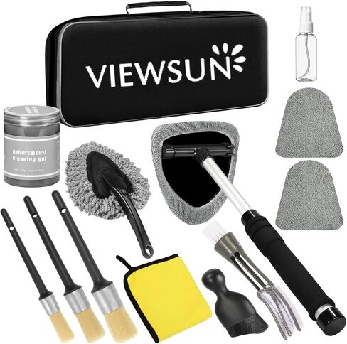 Viewsun Windshield Cleaner Tool, 14Pcs Car Interior Cleaning Kit, Car Detailing Kit Interior Cleaner, Car Detailing Brushes, Car Cleaning Gel, Inside Cleaning Supplies Accessories for Women Men in Kuwait