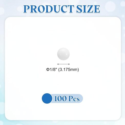 100 قطعة من Uxcell كرات تحمل بوم 1/8 بوصة 3.175 مم كرة تحمل بلاستيكية صلبة، كرات بوم دقيقة in Saudi Arabia