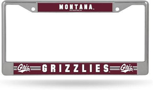 إطار من الكروم الفضي مقاس 12 بوصة × 6 بوصة من Rico Industries NCAA Montana Grizzlies مع ملصق ملحق للسيارة/الشاحنة/سيارات الدفع الرباعي in Kuwait