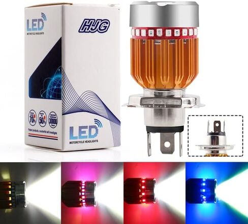 YSY 1Pcs RGB Strobe 9W White Hi-Low Beam H6 BA20D Angel Eye Fog Lamp 900LM led Bulb Motorcycle Headlights DC 9-80V Electric Car Lights (BA20D) in Saudi Arabia