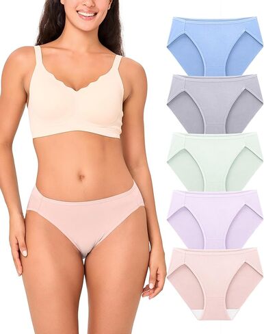 BAMBOO COOL Womens Underwear High Cut Briefs Breathable Moisture-Wicking Hipster Ladies Panties, 5-Pack in Saudi Arabia