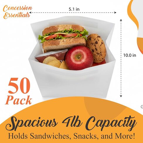 Concession Essentials White Paper Lunch Bags, 4lb Capacity, Holiday Cookie Bags, 50 Count Pack in Kuwait