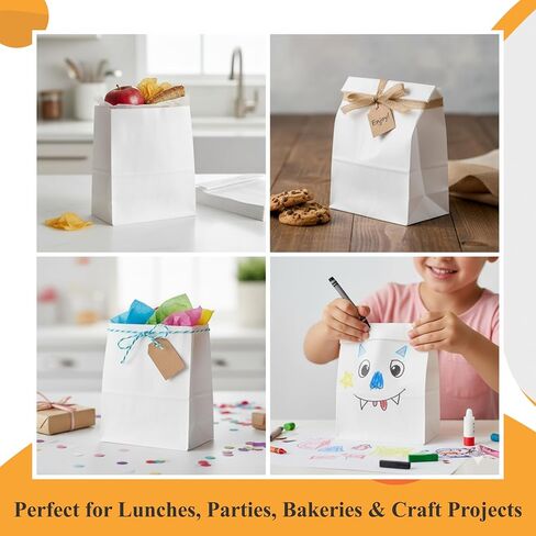 Concession Essentials White Paper Lunch Bags, 4lb Capacity, Holiday Cookie Bags, 50 Count Pack in Kuwait