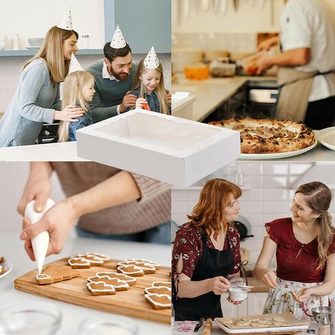 AONNLINN 20-Pack Auto-Pop Baking Boxes Large Size 12'' X8'' X2.5'' White Cookie Boxes with Window Ideal for Pies Desserts Chocolate Donuts Candy Muffins and Baked Goods Packaging in Saudi Arabia