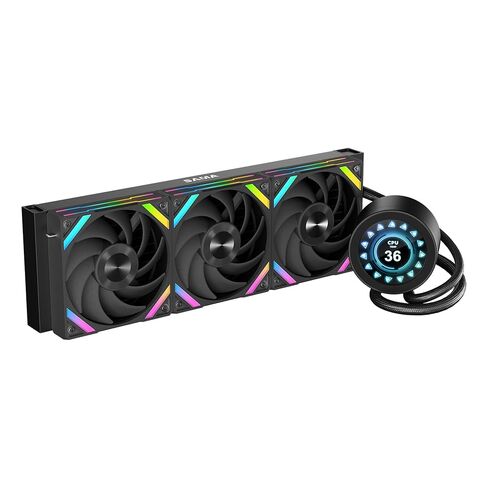 شاشة عرض LCD مبرد سائل أسود قابل للتعديل من SAMA SM360 مع مروحة صامتة ARGB PWM قابلة للعنونة 3 × 120 مم ومشعاع AIO 360 مم in Kuwait