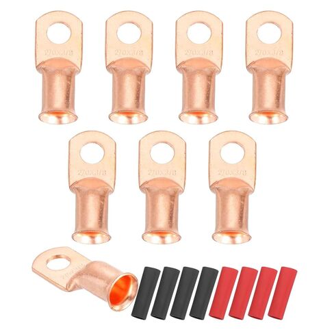 MECCANIXITY 10 قطع 2 AWG M6 أطراف حلقات حلقات البطارية، 1/4 بوصة 6 مم مسمار تجعيد سلك موصل طرفي نحاسي، 2: 1 أنبوب انكماش حراري، ذهبي in Saudi Arabia