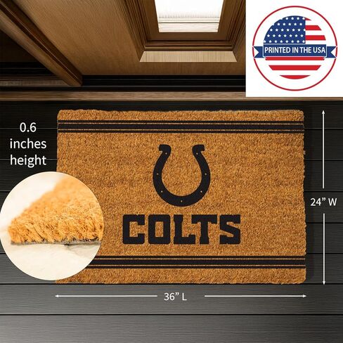 ممسحة أرجل فريق سبورتس أمريكا NFL Indianapolis Colts Coir مقاس 91.44 سم × 60.96 سم، شعار الفريق المرخص رسميًا، سجادة باب أمامية كبيرة جدًا، سجادة مدخل داخلية خارجية، سجادة ترحيب غير قابلة للانزلاق لفناء الشرفة in Saudi Arabia
