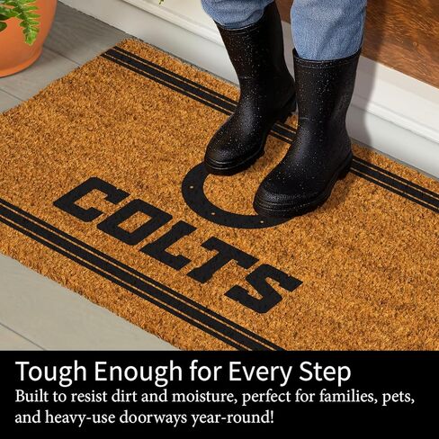 ممسحة أرجل فريق سبورتس أمريكا NFL Indianapolis Colts Coir مقاس 91.44 سم × 60.96 سم، شعار الفريق المرخص رسميًا، سجادة باب أمامية كبيرة جدًا، سجادة مدخل داخلية خارجية، سجادة ترحيب غير قابلة للانزلاق لفناء الشرفة in Saudi Arabia