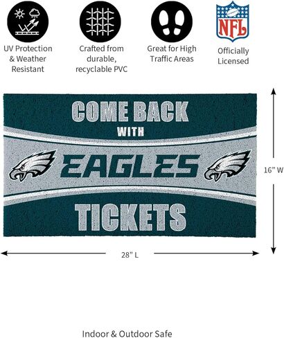 Team Sports America NFL Philadelphia Eagles | Indoor and Outdoor Entryway | 28 x 16 Inches | Non Slip Back | Welcome Floor Mats | Muddy Dog Paws | Front Door Entrance Home Décor in Saudi Arabia