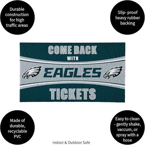 Team Sports America NFL Philadelphia Eagles | Indoor and Outdoor Entryway | 28 x 16 Inches | Non Slip Back | Welcome Floor Mats | Muddy Dog Paws | Front Door Entrance Home Décor in Saudi Arabia