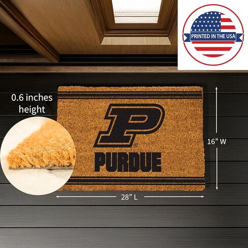 NCAA Purdue University Coir Door Mat, Indoor and Outdoor Entryway, 28 x 16 Inches Non Slip Back Welcome Floor Mats for Muddy Dog Paws, Weather-Resistant Front Door Entrance Home Décor in Saudi Arabia