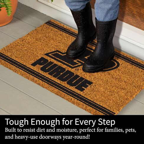 NCAA Purdue University Coir Door Mat, Indoor and Outdoor Entryway, 28 x 16 Inches Non Slip Back Welcome Floor Mats for Muddy Dog Paws, Weather-Resistant Front Door Entrance Home Décor in Saudi Arabia