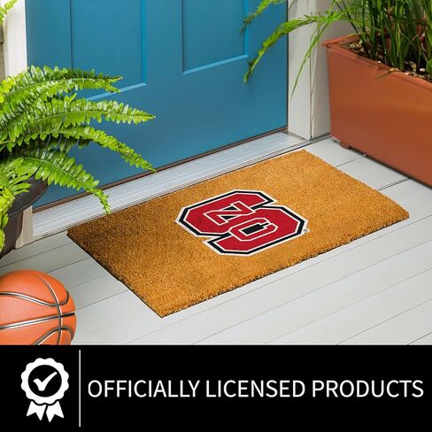 ممسحة جوز الهند الطبيعية لجامعة ولاية كارولينا الشمالية من الرابطة الوطنية لرياضة الجامعات (NCAA)، شعار الفريق الرسمي بالألوان الكاملة، 28 × 16 بوصة، ظهر غير قابل للانزلاق، سجادات أرضية للترحيب بالباب الأمامي الداخلي والخارجي in Saudi Arabia