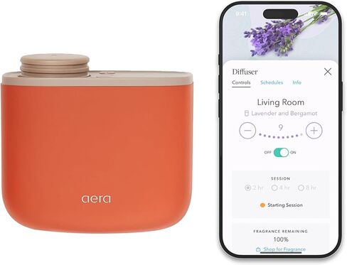 Aera Mini Home Fragrance Diffuser and Mini Beach House Scent Refill Bundle - for Rooms 100-500 Sq Ft - Alexa Compatible, Hypoallergenic, Family and Pet Safe, App Controlled in Saudi Arabia