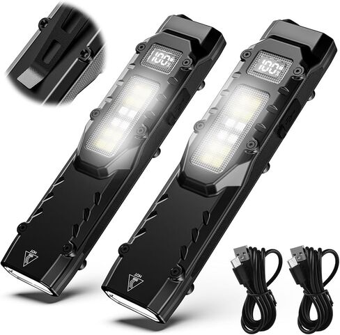 Rechargeable EDC Flashlight,Gifts for Men Dad Him Husband,Stocking Stuffers for Men,1100 LM Portable LED Handheld Flash Light with Clip&Digital Display,Tactical Flashlights for Home,Camping,Emergency in Kuwait
