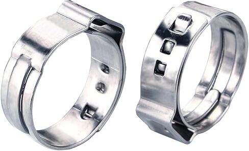 25PCS Single Ear Hose Clamps, 13.7-16.2mm 304 Stainless Steel Ear Clamps by MISPIRE, Stepless Hose Clamps Cinch Rings for Automotive, Home Appliance Line and Plumbing in Kuwait