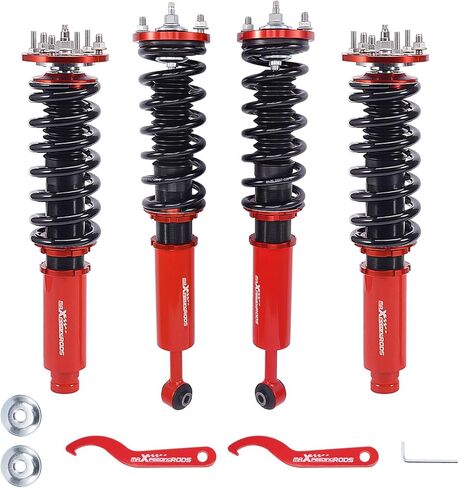 ملفات MaxPeedingRods لفيلم هوندا أكورس CM4 CM5 CM6 CM7 CM8 2003-2007 ، 24 مستويات مجموعة التعليق قابلة للتعديل ، طقم خفض الارتفاع القابل للتعديل الأحمر in Saudi Arabia
