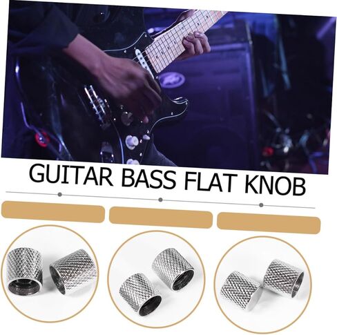 Abaodam 6pcs Guitar Knob Bass Tone Knob Metal Flat Guitar Replacement for Electric Bass in Kuwait