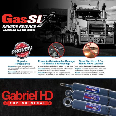 غابرييل 89410 GasSLX ممتص الصدمات الأمامي/الخلفي شديد التحمل قابل للتعديل يناسب حافلة Ford A9522 A9513 B Series؛ ماك توثيل شاحنة مقطورة وجرار فئة 6 7 8 OEM # F4HT-18080-BA، B71-1002 (عبوة واحدة) in Saudi Arabia