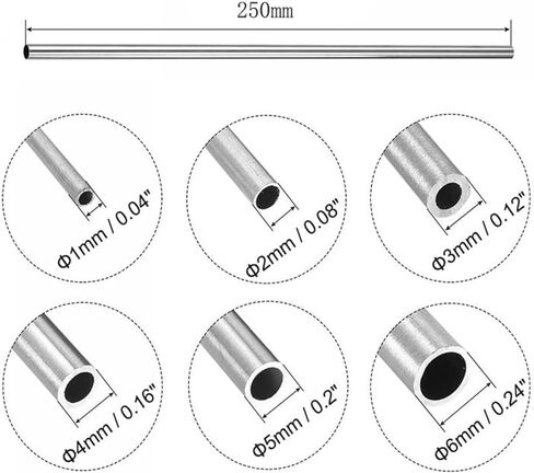 304 Stainless Steel Round Capillary Straight Tube 4x2mm 8x6mm 13x11mm 14x12mm 10x8mm 16x14mm18x16mm 250mm/500mm Long(250mm,OD 13 x ID 11mm 1pcs) in Saudi Arabia