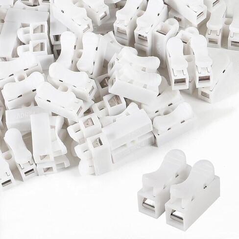 120pcs CH-2 Electrical Cable Connectors Block Push Quick Wire Cable Connector, 10A 220V 2 Pin Push-in Spring Loaded Electrical Connectors for Lighting Electrical and Automotive Wiring Electricity in Saudi Arabia