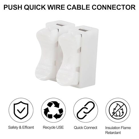 120pcs CH-2 Electrical Cable Connectors Block Push Quick Wire Cable Connector, 10A 220V 2 Pin Push-in Spring Loaded Electrical Connectors for Lighting Electrical and Automotive Wiring Electricity in Saudi Arabia