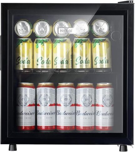 WANAI Mini Fridge Glass Door 120 Cans Beverage Refrigerator Small Wine Cooler Clear Front Drinks Fridge for Soda Beer Bar Home Office with 7 Thermostat LED Lights 3.2 Cu. Ft in Saudi Arabia