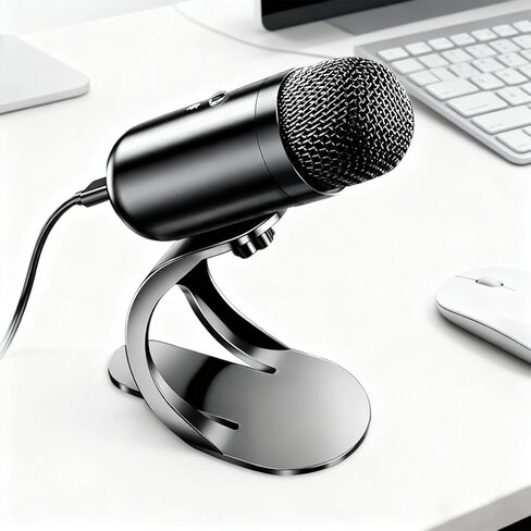 ميكروفون كمبيوتر USB، ميكروفون بودكاست سطح المكتب مع زر كتم الصوت لتسجيل البث، مكثف متعدد الاتجاهات، حامل التوصيل والتشغيل مع التحكم في مستوى الصوت للكمبيوتر الشخصي والكمبيوتر المحمول وماك ويوتيوب in Saudi Arabia