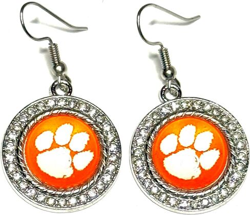 Clemson rhinestone embellished sports fan dangle earrings in Saudi Arabia