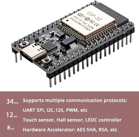 KEAcvise 6-Pack ESP32 Development Board, Compatible with DevKitC-32 Module - Dual-Core WiFi + Bluetooth with Type-C, 38-Pin GPIO for Arduino IDE, IoT, Smart Home in Saudi Arabia