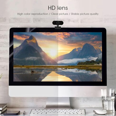 Ymiko 1080P HD Computer Webcam with Microphone USB Camera for Video Call Desktop Plug and Play Online Teaching Black (Black) in Saudi Arabia