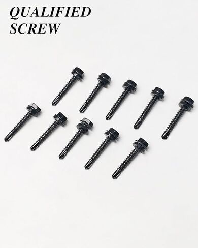 nailnest 100PCS #8 x 1-1/2" Self Drilling Screws, Black Self Tapping Screws for Metal, 410 Stainless Steel Hex Washer Head Sheet Metal Screw, Quick Tapping with Hex Socket in Saudi Arabia
