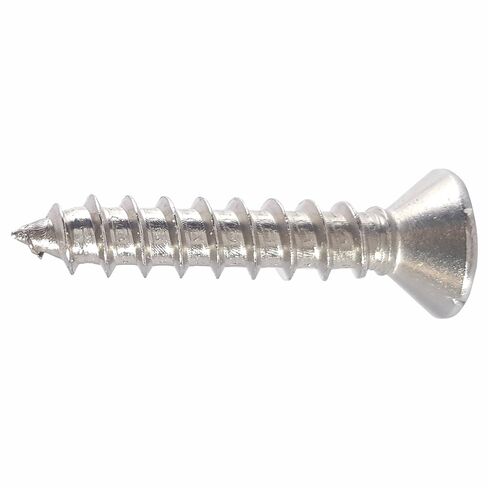 #8 x 1-1/4" Oval Head Sheet Metal Screws, Square Drive, Stainless Steel 18-8, Full Thread, Bright Finish, Self-Tapping, Type A, Quantity 100 by Fastenere in Saudi Arabia