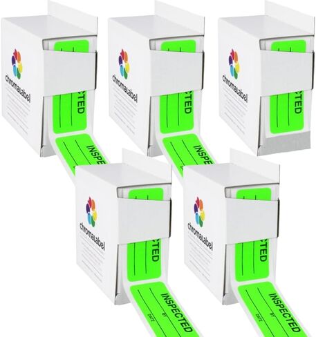 ملصقات فحص ChromaLabel مقاس 1 × 2.25 بوصة لإدارة المخزون، مطبوعة تم فحصها بواسطة الملصقات، أخضر فلوري، 200 لكل صندوق توزيع - علبة مكونة من 5 قطع in Saudi Arabia