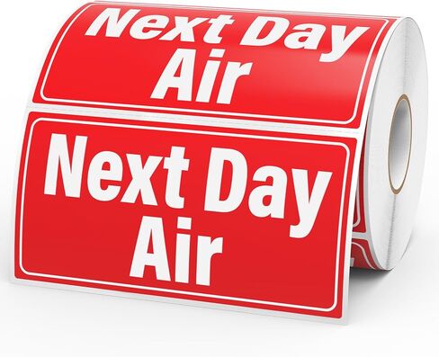 Meitaat 500 قطعة من ملصقات الشحن الجوي في اليوم التالي مقاس 4 بوصات × 2 بوصة ملصقات تحذير حمراء لاصقة مقاومة للماء في اليوم التالي ملصقات الشحن للحزم ذات الأولوية والبريد السريع in Kuwait