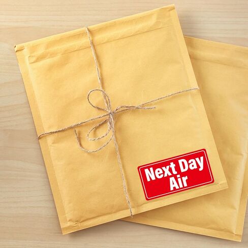 Meitaat 500 قطعة من ملصقات الشحن الجوي في اليوم التالي مقاس 4 بوصات × 2 بوصة ملصقات تحذير حمراء لاصقة مقاومة للماء في اليوم التالي ملصقات الشحن للحزم ذات الأولوية والبريد السريع in Kuwait