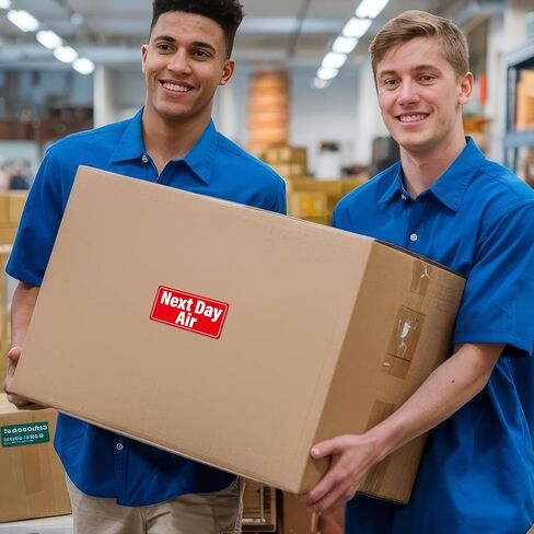 Meitaat 500 قطعة من ملصقات الشحن الجوي في اليوم التالي مقاس 4 بوصات × 2 بوصة ملصقات تحذير حمراء لاصقة مقاومة للماء في اليوم التالي ملصقات الشحن للحزم ذات الأولوية والبريد السريع in Kuwait