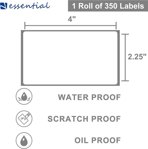 ESSENTIAL 2.25"x 4" Direct Thermal Barcode Labels, Shipping Labels, Compatible with Zebra & Rollo Label Printer, 350 Labels of Roll (12 Rolls 4200 Labels) in Saudi Arabia