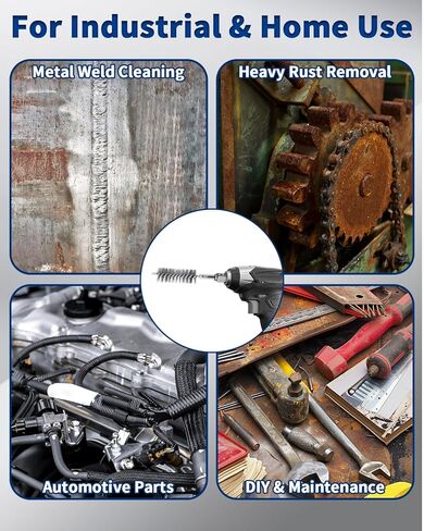 20 قطعة من فرشاة سلك الفولاذ المقاوم للصدأ للمثقاب، مجموعة فرش تنظيف تجويف فرشاة سلكية 5/16 بوصة - 3/4 بوصة مع شعيرات أسلاك ملتوية بساق سداسية 1/4 بوصة لتنظيف الصدأ والأنابيب (8,10,11,12,13,15,16,17,18,19 ملم) in Kuwait