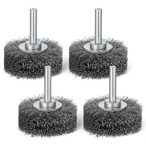 4 Pack 2 Inch Wire Wheel Brush for Dril, Heavy Duty Wire Brushes for Rust Corrosion Paint Removal, Removal Paint Rust & Corrosion, Carbon Steel Wool, 1/4in Shank Drill Rotary Attachment, 20000RPM in Saudi Arabia