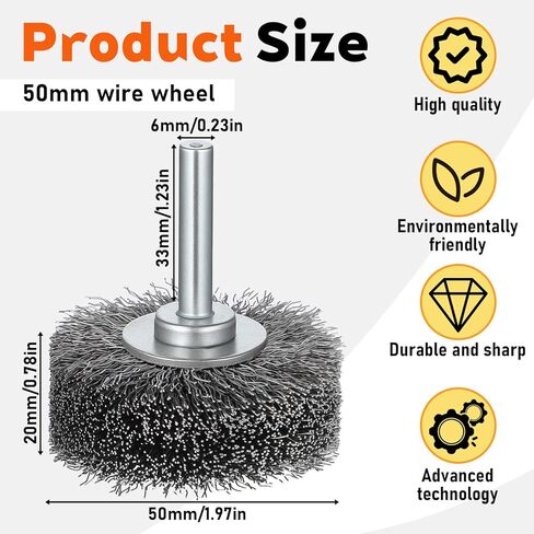 4 Pack 2 Inch Wire Wheel Brush for Dril, Heavy Duty Wire Brushes for Rust Corrosion Paint Removal, Removal Paint Rust & Corrosion, Carbon Steel Wool, 1/4in Shank Drill Rotary Attachment, 20000RPM in Saudi Arabia