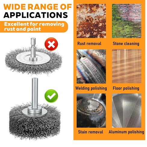4 Pack 2 Inch Wire Wheel Brush for Dril, Heavy Duty Wire Brushes for Rust Corrosion Paint Removal, Removal Paint Rust & Corrosion, Carbon Steel Wool, 1/4in Shank Drill Rotary Attachment, 20000RPM in Saudi Arabia